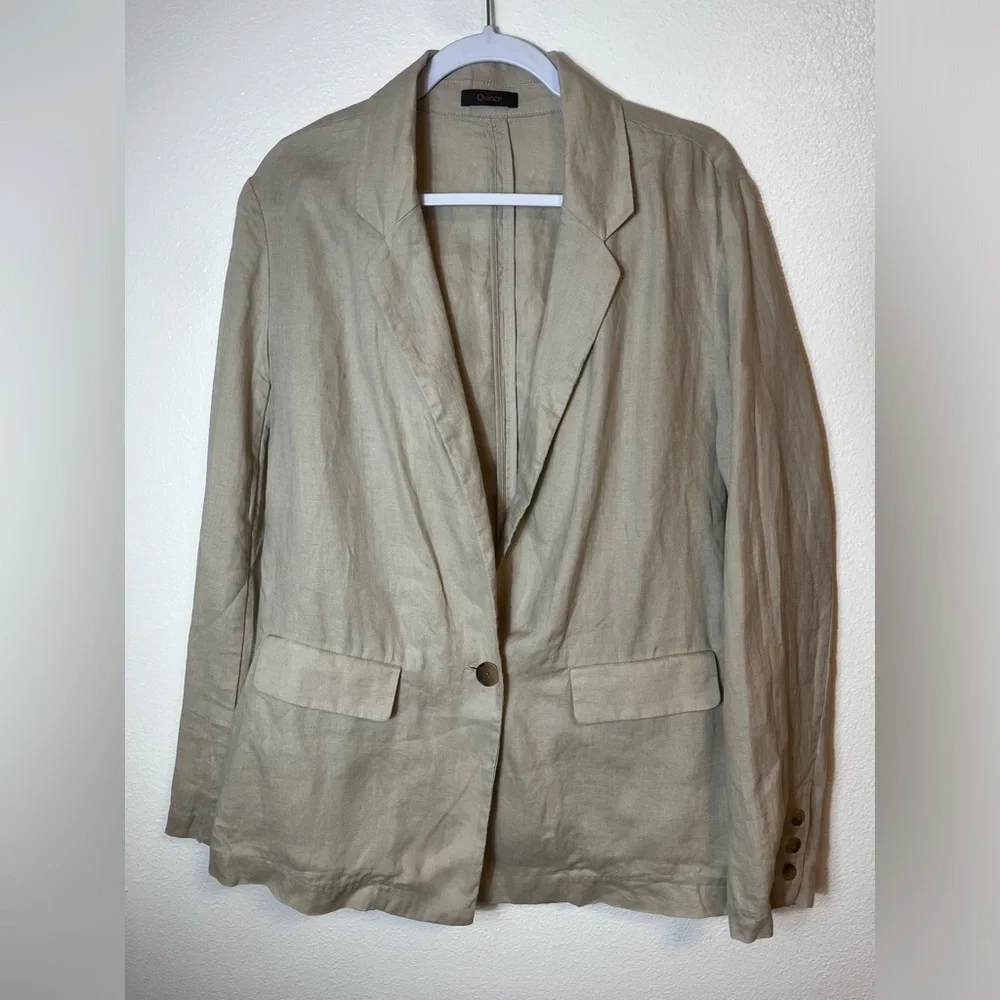 Quince 100% European Linen Blazer in Driftwood Size L - Picture 6 of 10